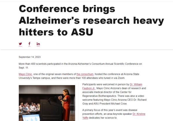 Conference brings Alzheimer’s research heavy hitters to ASU – ASU News