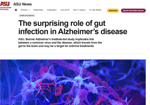 ASU, TGen, and Banner researchers discover a link between a chronic gut infection and the development of Alzheimer’s disease